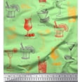 thumbnail image 1 of Soimoi Green Georgette Viscose Fabric Tequila Sunrise,Margarita & Rosemary Fizz Drinks Beverages Print Sewing Fabric Yard 42 Inch Wide, 1 of 3