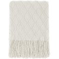 thumbnail image 1 of Throw Blanket Textured Solid Soft Sofa Couch Decorative Knitted Blanket, 50" x 60",Beige, 1 of 7