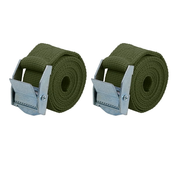 2 Piezas Carga Amarre Abajo Correas con Leva Bloqueo Hebilla Nylon para Coche Negro Army Green 1m*2.5cm