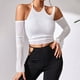 thumbnail image 2 of Blusa con hombros descubiertos y espalda descubierta para mujer, blusa ajustada de malla con mangas largas y cuello Halter, 2 of 8
