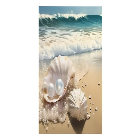 RKSupls Pearl Shell Sandy Beach Waves Microfiber Beach Towel Absorbent Compact Towels for Swimming Pool Beach Travel Things for Vacation Essentials Adult Gift,61.4×30.3Inch