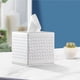 thumbnail image 5 of Caja de pañuelos cuadrada, moderna caja de pañuelos para servilletas de papel facial, dispensador de hojas de secador de cuero, organizador para encimera de tocador de baño, 5 of 5