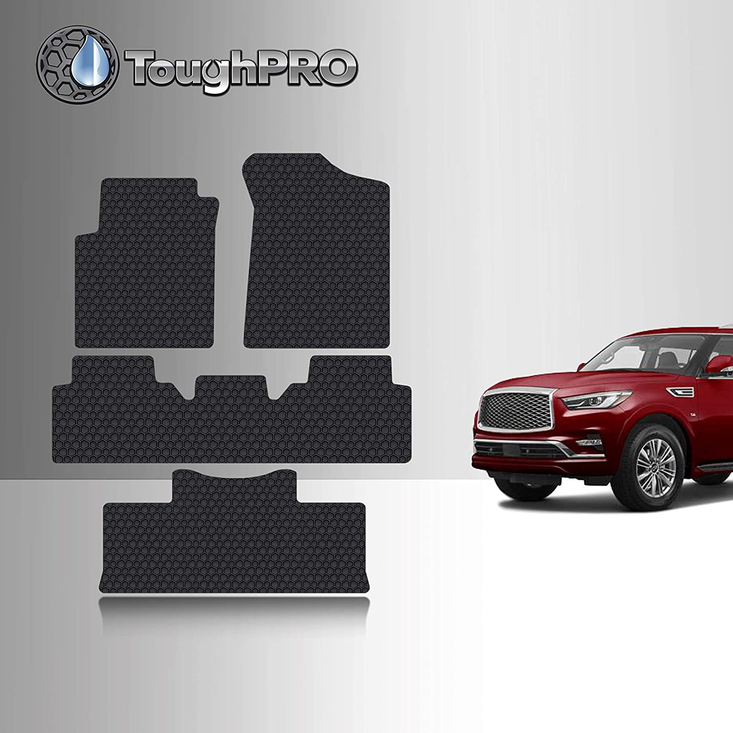 TOUGHPRO Floor Mat Accessories 1st + 2nd + 3rd Row Compatible with