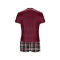 thumbnail image 3 of FAHXNVB Women's Pajama Set 2 Piece V Neck Short Sleeve Shirt with Plaid Boxer Shorts 2025 Summer Comfy Loose Pjs Lounge Sets, 3 of 5