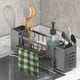 thumbnail image 5 of Organizador Multifuncional de Cocina para Fregadero, Estante de Almacenamiento de Plástico, Porta Esponjas y Paños de Doble Capa para Encimera, 33.5x10.5x8.7cm, Negro Gris, 5 of 6