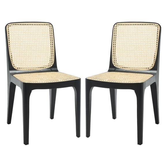 SAFAVIEH Couture Frank Natural Rattan Solid Dining Side Chair, Black/Natural (Set of 2)
