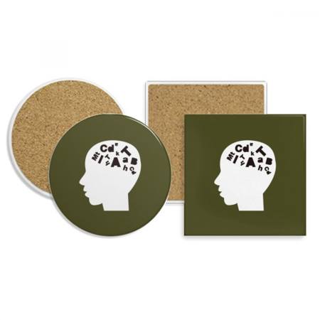 

Brain Creates Letter Combinations Coaster Cup Mug Holder Absorbent Stone Cork Base Set