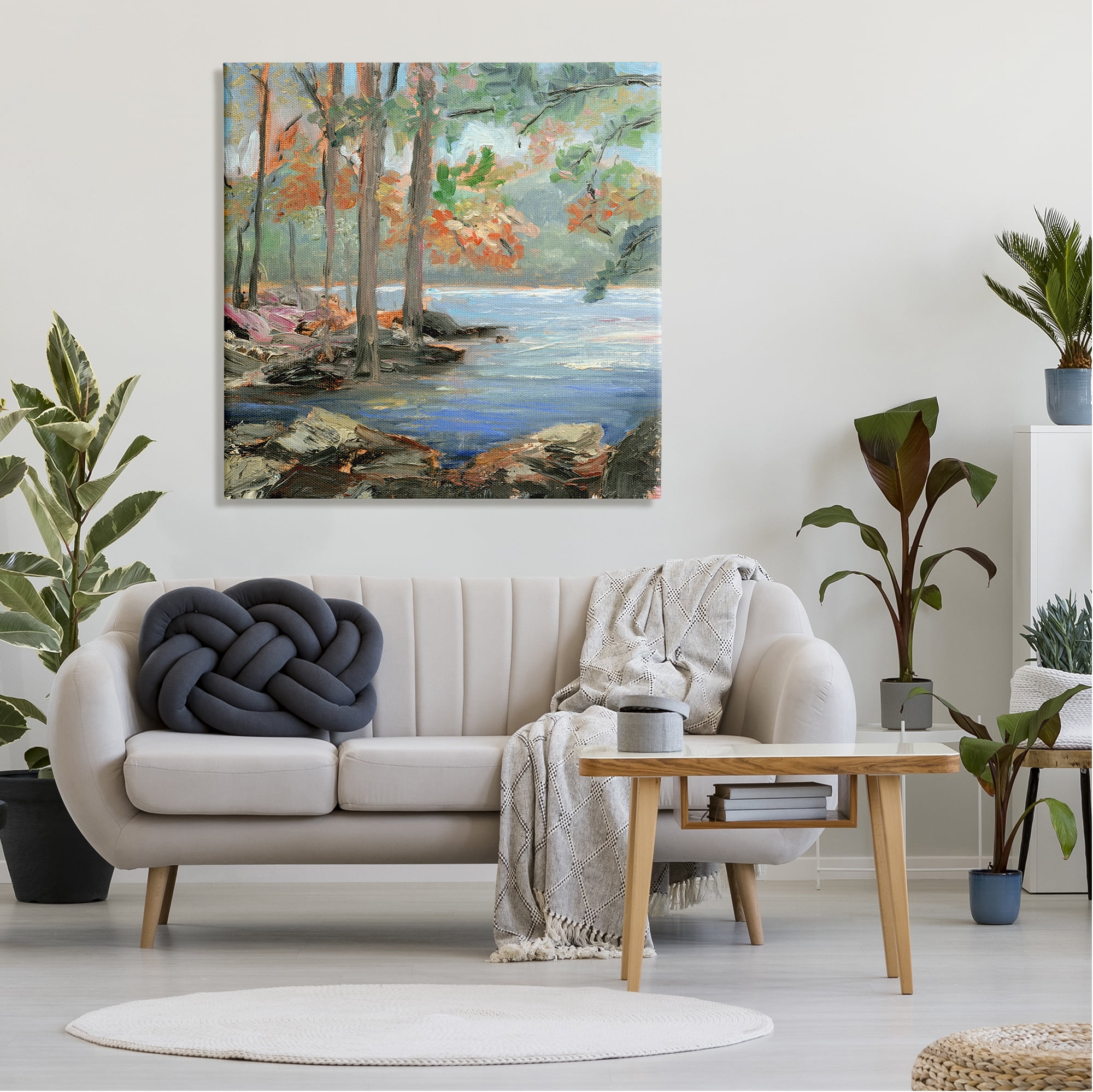 Stupell Woodland Creek Looming Trees Landscape Painting Gallery Wrapped Canvas Print Wall Art