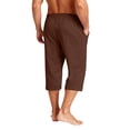 thumbnail image 5 of Nokdvo Long Shorts for Mens Elastic Waist Drawstring Pants Pockets Wide Leg Stretch 3/4 Shorts Below Knee Workout Athletic Casual Loose Fit Summer Pant,Coffee XL, 5 of 6