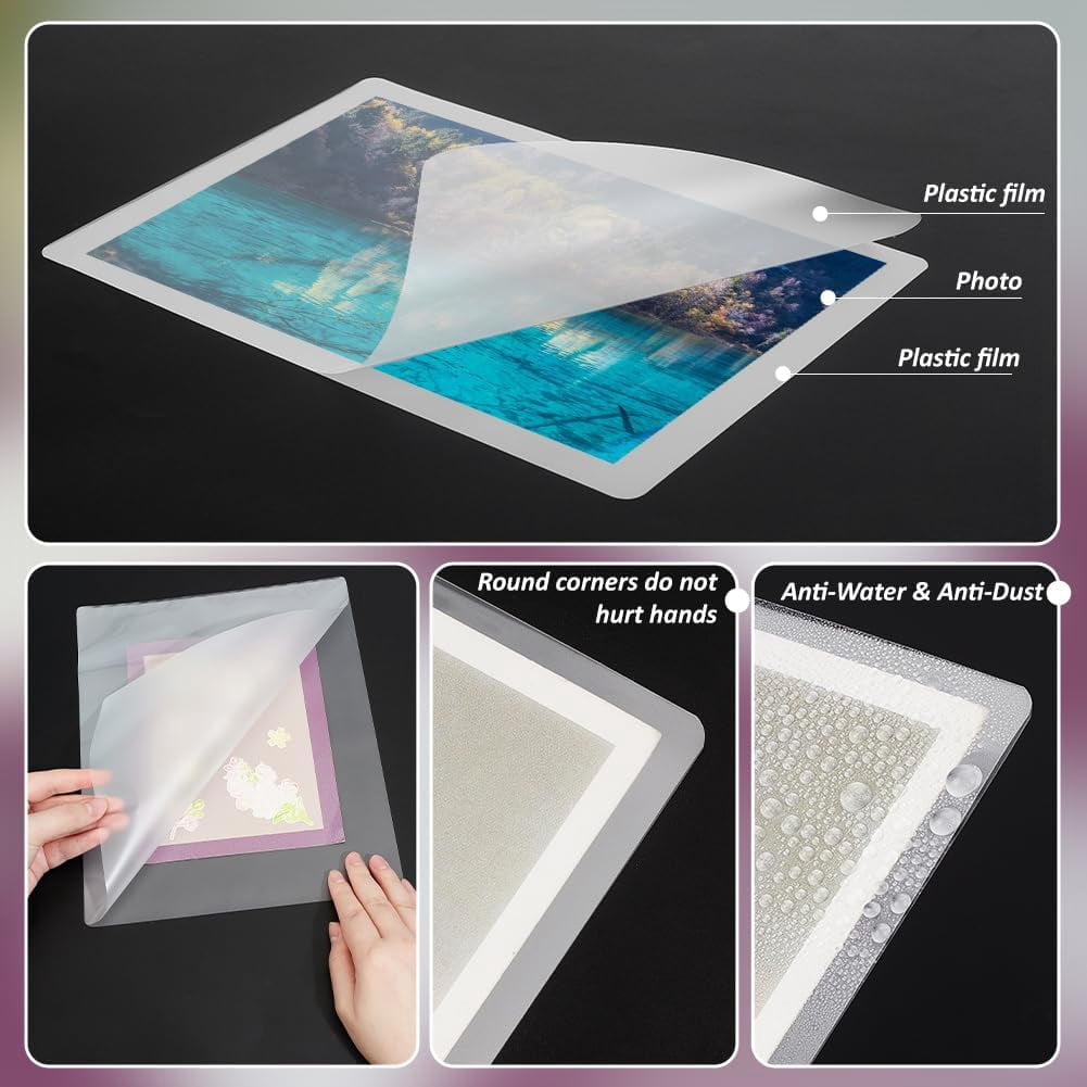 100Pcs Plastic Laminating Pouches Thermal Laminating Sheets Photo Protecting Sheets for Photos and Notes 10.35x8.43x0.004 inch Clear