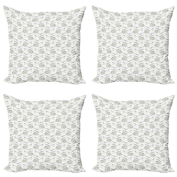 Ambesonne Vintage Throw Pillow Cover 4 Pack, Moon Sun Arrow Art, 20", Blue Yellow