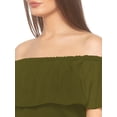 thumbnail image 4 of eloria Women's Georgette Off The Shoulder Ruffle Design Casual Midi Dress, Color : Olive Green | Size : M, 4 of 6