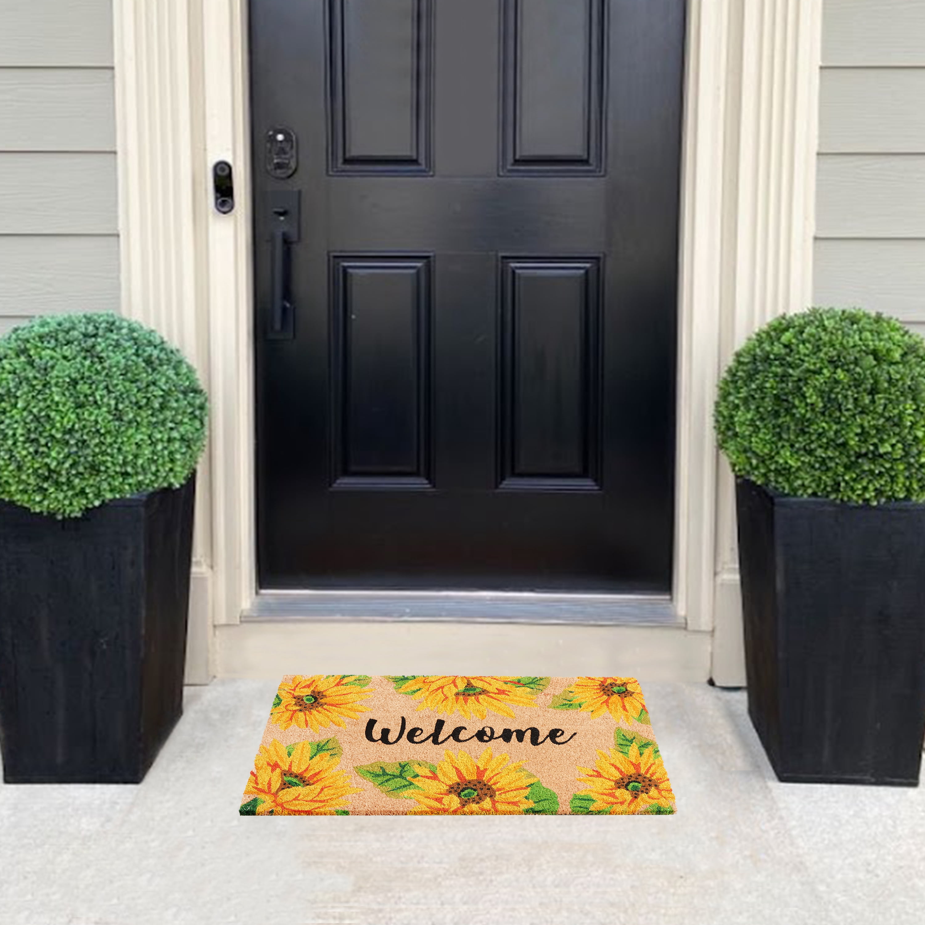 A1HC Natural Coco Coir Doormat, Spring Sunflower, 18"x30", Durable Outdoor Welcome Mat, Non-Slip, Easy to Clean, Pet Friendly