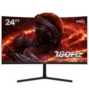 CRUA 24" 165Hz/180Hz Curved Gaming Monitor - FHD 1080P Frameless Computer Monitor, AMD FreeSync, Low Motion Blur,DP&HDMI Port, Black