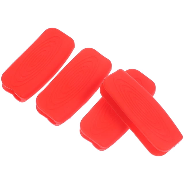FUTUREORYY 4Ud Protectores Para Mango De Olla De Silicona Roja Antiquemaduras Prácticos Y Flexibles