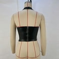 thumbnail image 6 of Byworldtasic Women's Pu Leather Sleeveless Halter Tops Lace Up Backless Crop Corset Sexy Top, 6 of 7