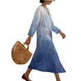 thumbnail image 3 of DISNIMO Butterfly Print Womens Summer Dresses Casual 3/4 Sleeve Maxi Dress V Neck Loose Dresses Fashion Linen Style Dress for Women, S, 3 of 6