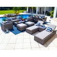 thumbnail image 1 of Tuscany 18-Piece Resin Wicker Outdoor Patio Furniture Combination Set in Gray w/Sofa Lounge Set, Eight-seat Dining Set, and Chaise Lounge Set… (Half-Round Gray Wicker, Polyester Light Gray), 1 of 8