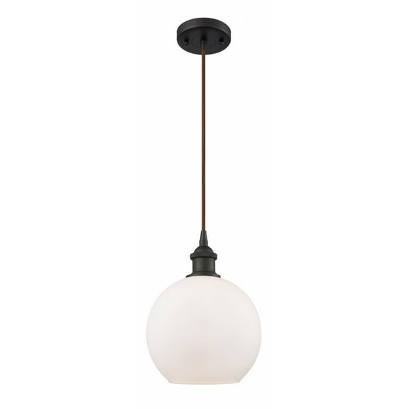 516-1P-OB-G121-8-Innovations Lighting-Athens - 1 Light Mini Pendant In Industrial Style-10 Inches Tall and 8 Inches Wide-Oil Rubbed Bronze