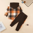 thumbnail image 2 of Kids Toddler Boy Clothes Flannel Plaid Hoodied Tops + Casual Pants Infant Boys Fall Winter Outfits, 2 of 8