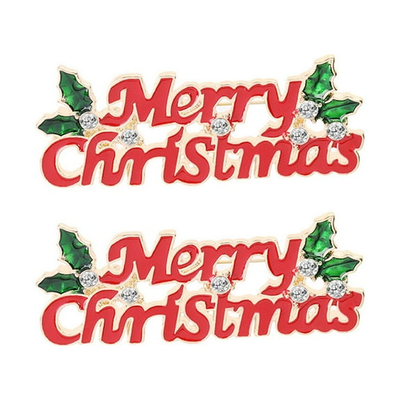 Lotatory 2 Pcs Christmas Brooches Cartoon Merry Christmas Enamel Shirt Sweater Boutonnieres Clothes Collar Corsage