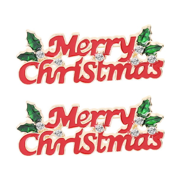 EeaseMX 2 broches navideños de dibujos animados con diseño de Feliz Navidad, esmaltados, para camisas, suéteres, ramilletes, para ropa, cuello y ramillete.