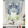 thumbnail image 3 of Blue Southwest Tie Up Curtains for Kitchen Bathroom Bedroom Windows 45 Inch Length, Boho Vintage Ethnic Tribes Art Balloon Drape Curtains Shade Rod Pocket Drapery Curtain Panel, 42"x54", 3 of 7