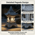 thumbnail image 6 of 14 Inch Solar Japanese Pagoda Lantern Statue, Weather‑Resistant Resin Zen Outdoor Light for Patio Garden Yard, 6 of 25