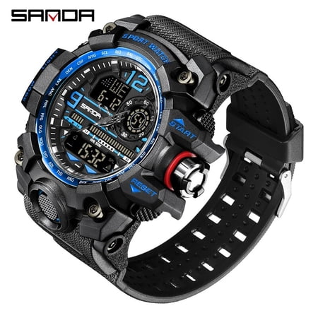 G style New Men Watch 50M Waterproof Sports Military Quartz Watch For Male Electron Digital Wristwatch Reloj De Hombre Black blue 3133