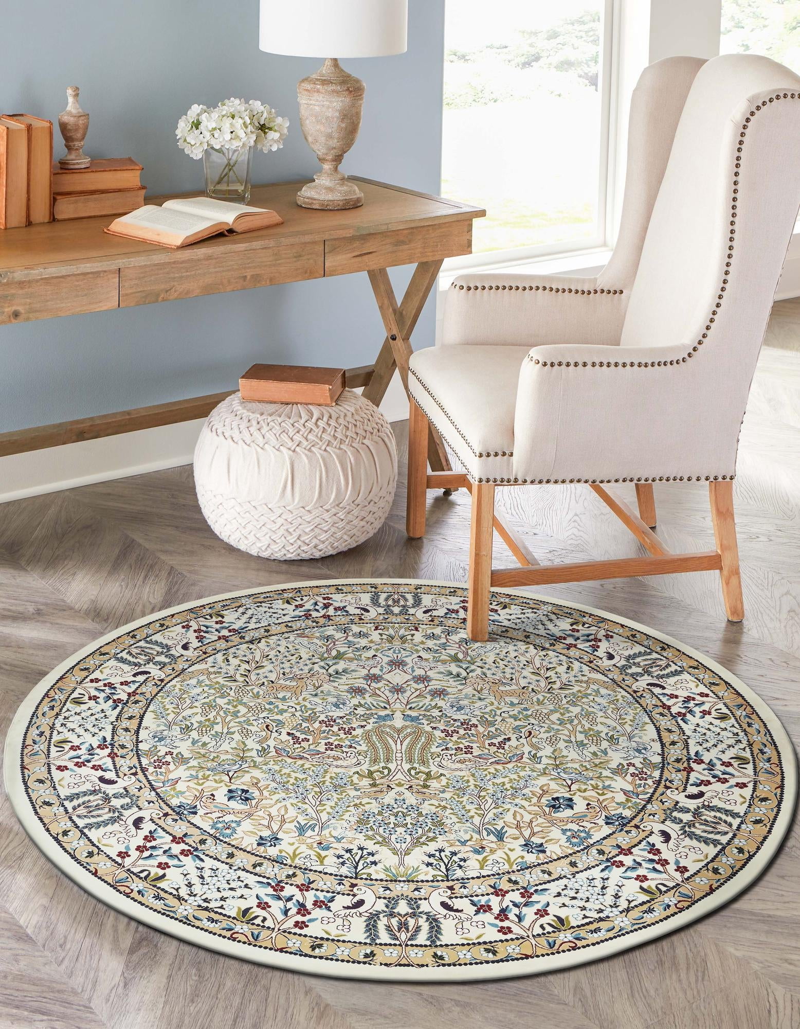 Unique Loom Narenj Collection Area Rug - Bristol (10' Round Ivory/Beige)