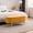 Mustard, variant on Velvet Storage Bench for Bedroom Upholstered End of Bed Bench Oval 45.5"W Modern Ottoman with Gold Legs for Living Room/Window/Entryway