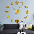 thumbnail image 3 of Creativo 3D DIY Reloj de pared Etiqueta de decoración Espejo Sin marco Gran kit de reloj de pared DIY para la decoración de la ina de la sala de e dorado Soledad Reloj de pared adhesivo 3D, 3 of 7