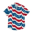 thumbnail image 5 of Men's Glitter Star & Stripe American Flag Hawaiian Shirt - 4-Way Stretch Short Sleeve Patriotic Button Down Blue M, 5 of 6