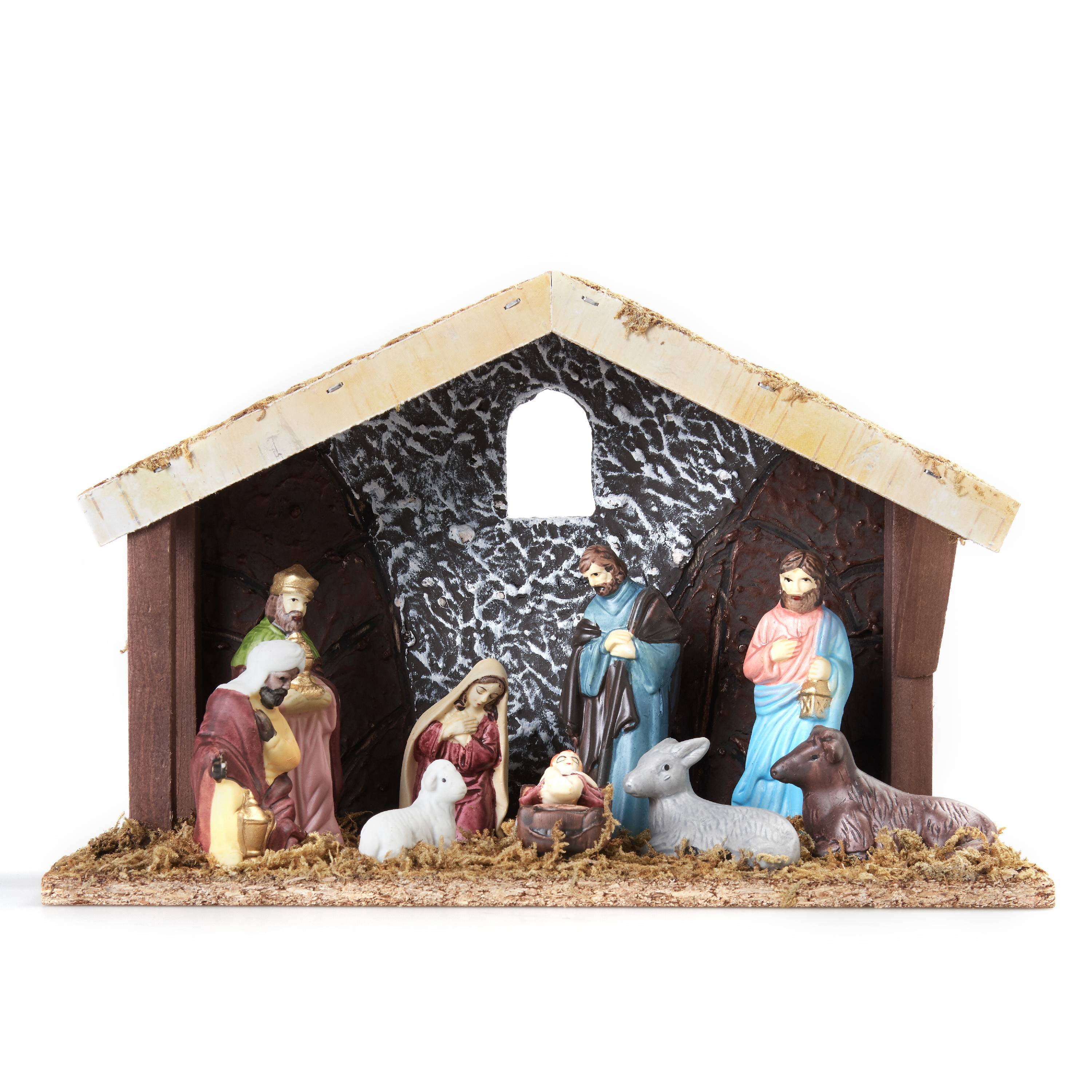 Holiday Time 11pcs Plaster Nativity Set - Walmart.com