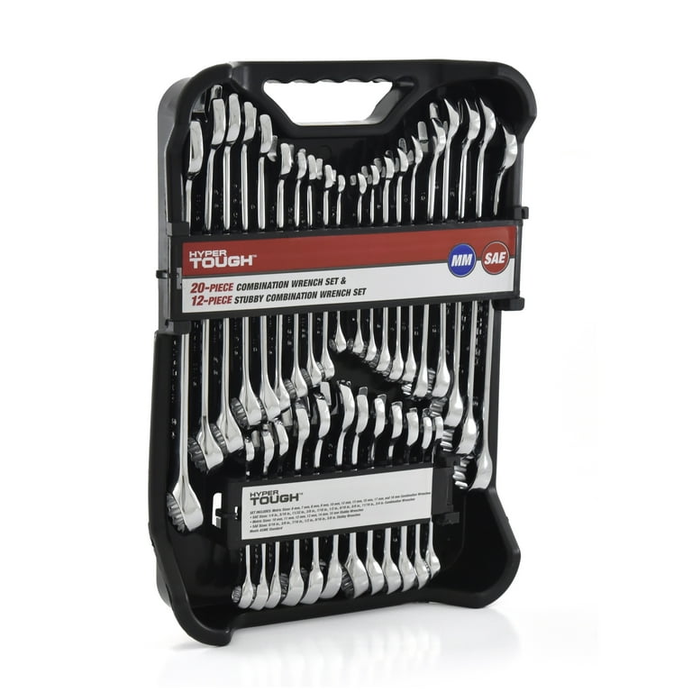 Hyper Tough 32-Piece Combination Wrench Set with Metric and SAE