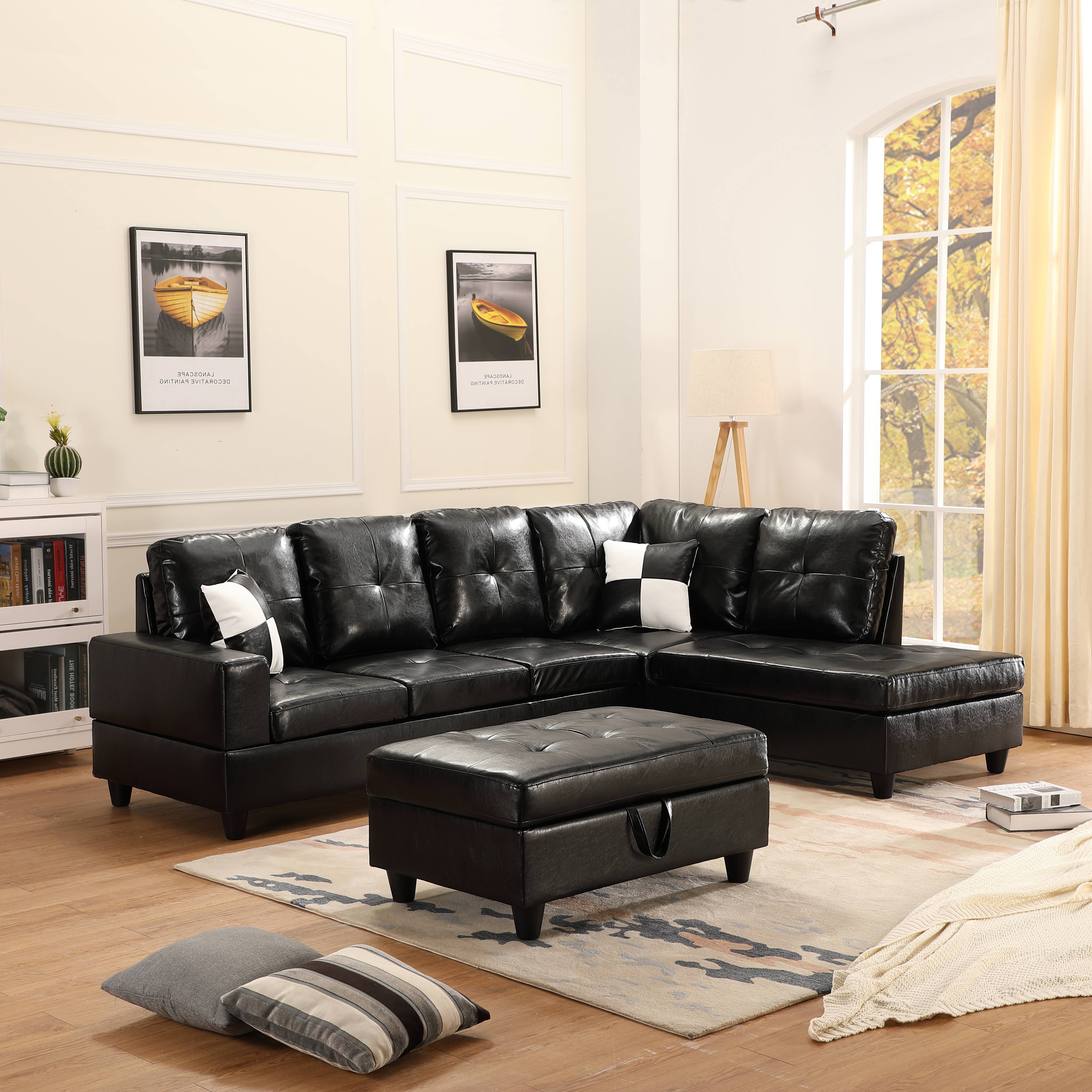 Sectional Sofa Set For Living Room Mid, Leather And Fabric Sectional Sofa