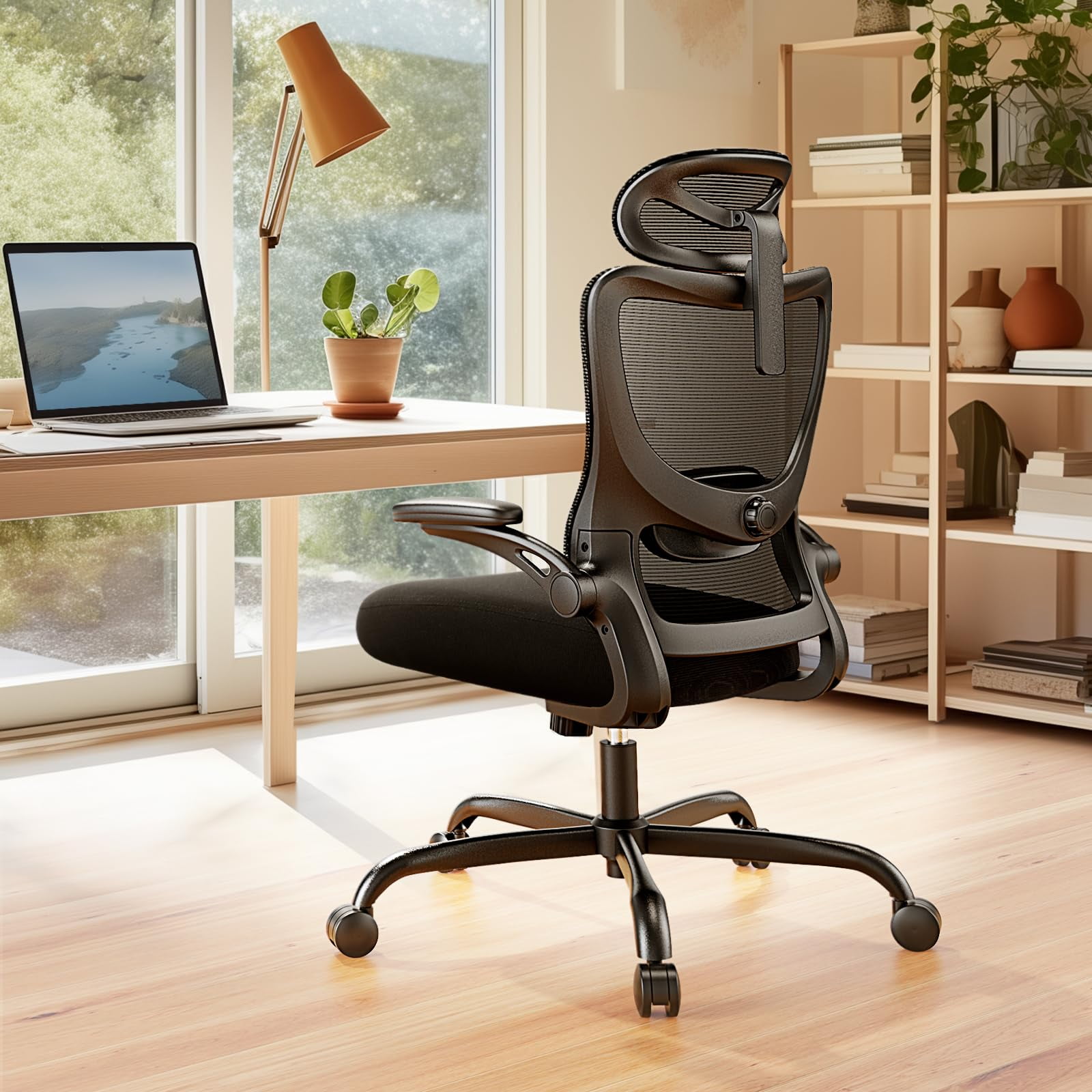 Ergonomic Office Chair: Desk Chair With High Back Mesh And Adjustable Lumbar Support Rolling Work Swivel Task Chairs Wheel 3d Armrests Headrest