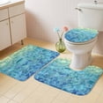 thumbnail image 2 of Turquoise Blue Teal Bath Mat 3 Piece Bathroom Rug Set, Chic Stained Glass Texture Aesthetic Non Slip Bath Rug Contour Mat and Toilet Lid Cover, Absorbent Shower Mats Soft Bath Rugs and Mats Sets, 2 of 8