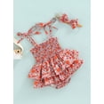 thumbnail image 3 of Coduop Baby Girl Romper Spaghetti Strap Sleeveless Floral Romper Dress Headband, 3 of 7