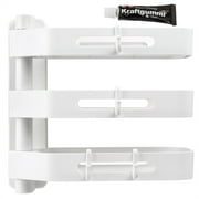 Multi-Tier 180 Degree Free of Punch Rotating Wall Mount Bathroom Storage Rack Box (White) YZRC