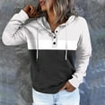 thumbnail image 5 of Titcea Hoodies for Women Patchwork Printed Oversized Drawstring Long Sleeve Buttons V-Neck Hoodie with Pockets Loose Casual Long Pullover Sweatshirt, 5 of 5