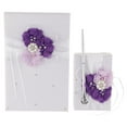 thumbnail image 2 of Juego de portaplumas para libro de firmas de boda con flores de satén y decoraciones de perlas de cristal, 2 of 8