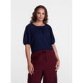 thumbnail image 2 of Scenario Women's Textured Top with Short Puff Sleeves, Sizes XS-XXXL, 2 of 6