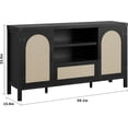 thumbnail image 3 of EastVita 59.1 inch Rattan Buffet Cabinet with Storage Boho Farmhouse Sideboard with Adjustable Shelves Drawer Doors Kitchen Coffee Bar Cabinet Black, 3 of 7