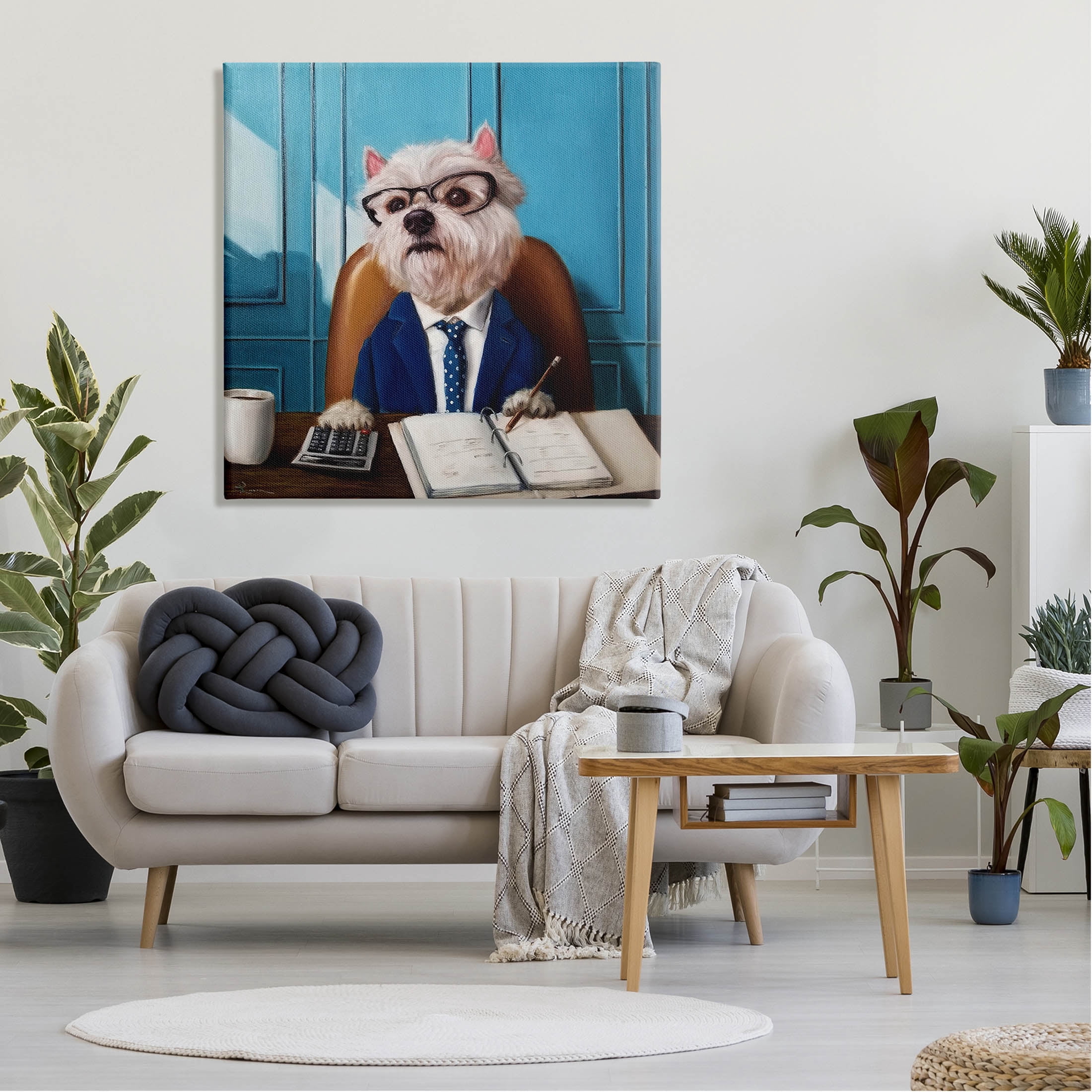Stupell Industries Office Worker Terrier Dog Painting Gallery Wrapped Canvas Print Wall Art, Design by Lucia Heffernan