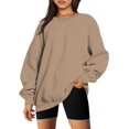 thumbnail image 2 of ORUYROP Chandails en Molleton Surdimensionnés pour Femmes Manches Longues Col Rond Chandail Décontracté Ample Couleur Unie Polaire Tops Pulls, 2 of 7