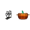 thumbnail image 1 of Dispensador de servilletas de cristal con forma de pata de calabaza, dispensador de pañuelos de papel con tapa naranja, elegante decoración para el ho, 1 of 8