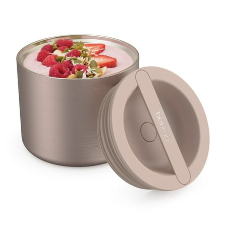 Bentgo Stainless Insulated Food Container - 2.4 Cups (19 oz), Triple-Layer Insulation, Vacuum Seal, Leak-Proof, Built-In Handle, Wide Opening, Premium Stainless Steel, for Cool/Warm Foods (Rose Gold)