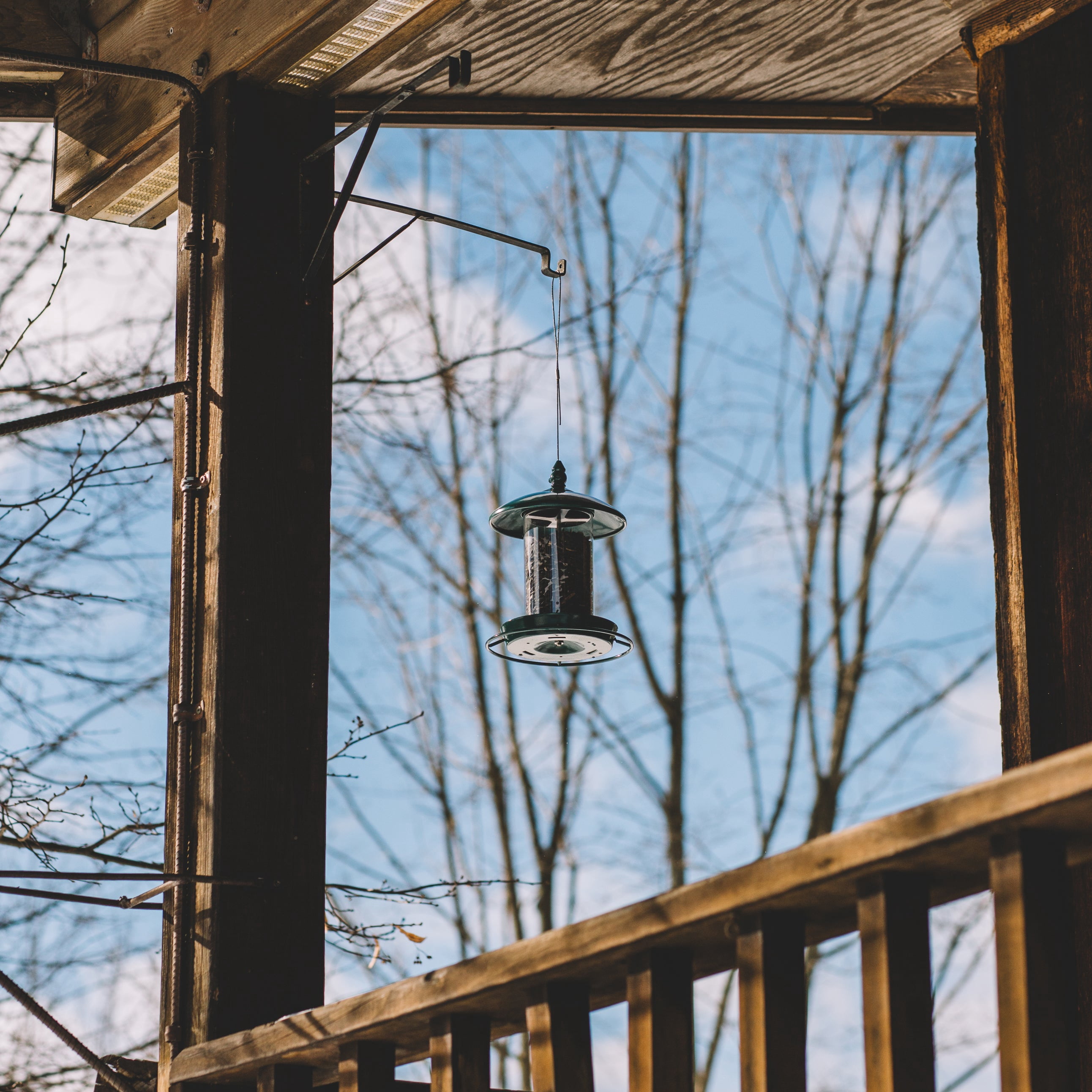 Metal Bird Feeder for Outside Hanging, Wild Bird Feeders for Cardinal, Large Roof and Tray - 6 Port