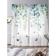 thumbnail image 2 of Blue Green Eucalyptus Sheer Curtains for Living Room Bedroom Sage Gradient Leaves Butterfly Sheer Curtains 84 Inch Long 2 Panels Set Light Filtering Curtain Window Treatments Drapes for Dining Room, 2 of 6